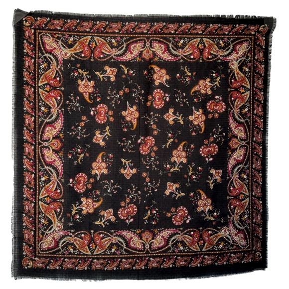Black Paisley Medallion Square Scarf - Picture 8 of 8